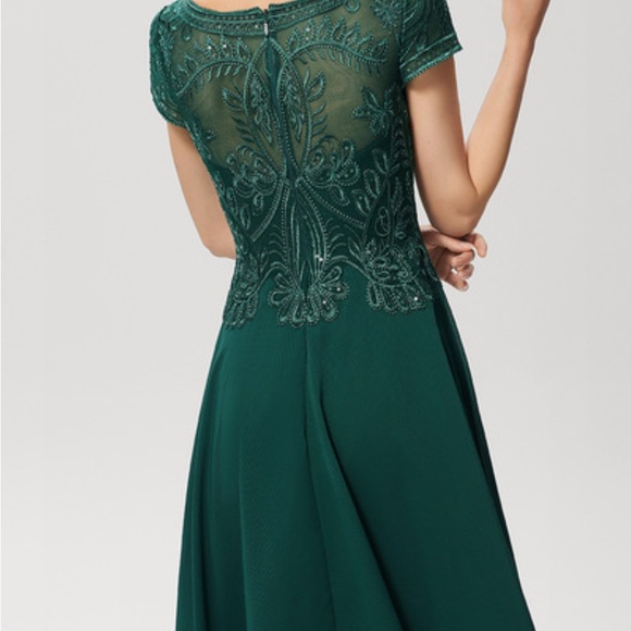 Emerald Green lace chiffon dress size 14 - Picture 4 of 4